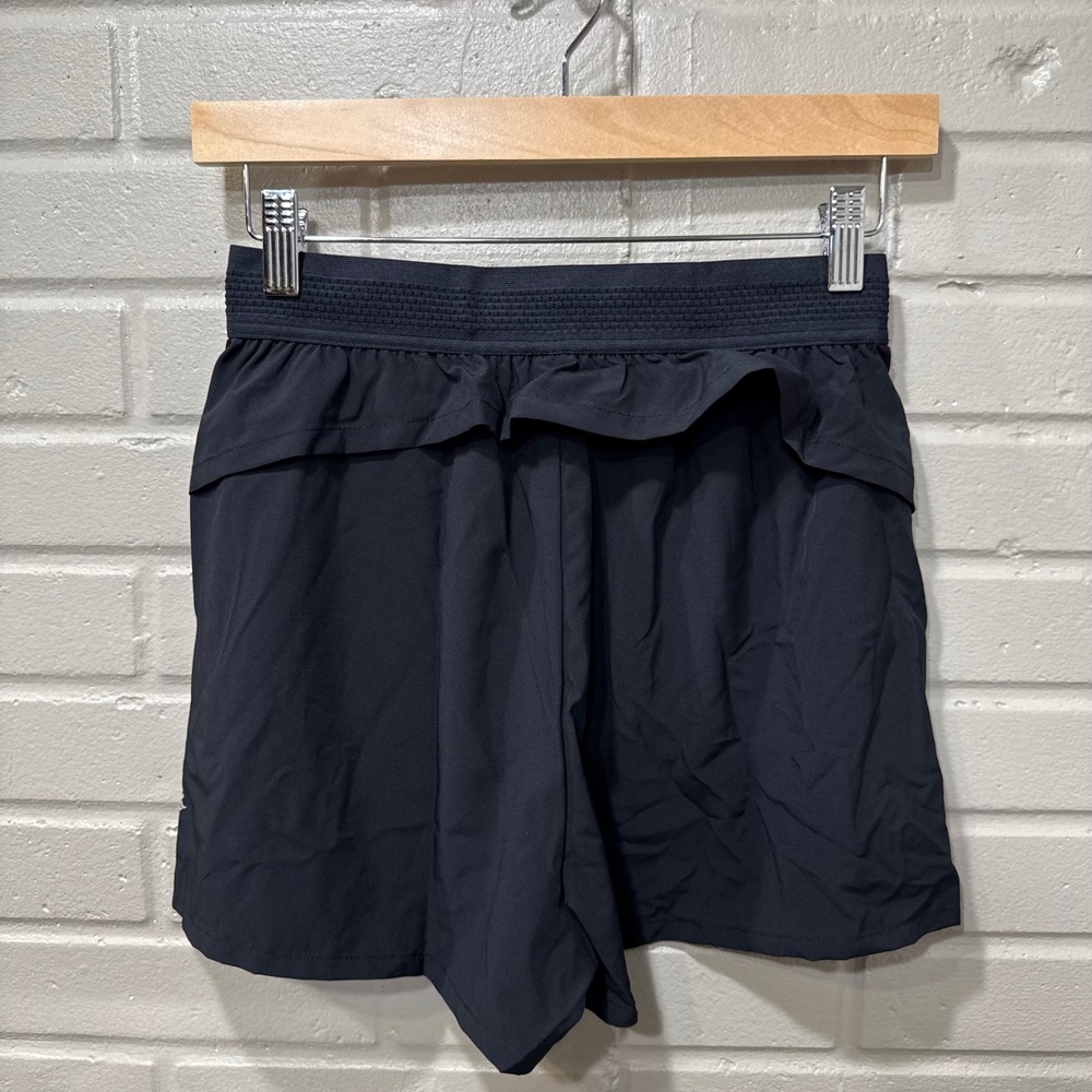Halara Breezeful Ruffle Back Active Shorts Zipper Pockets Black NWOT XS Sporty